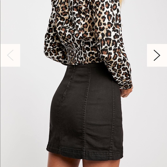 black zip denim skirt